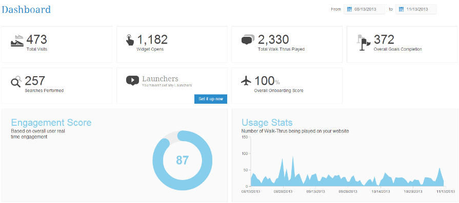 walkme customer experience software dashboard