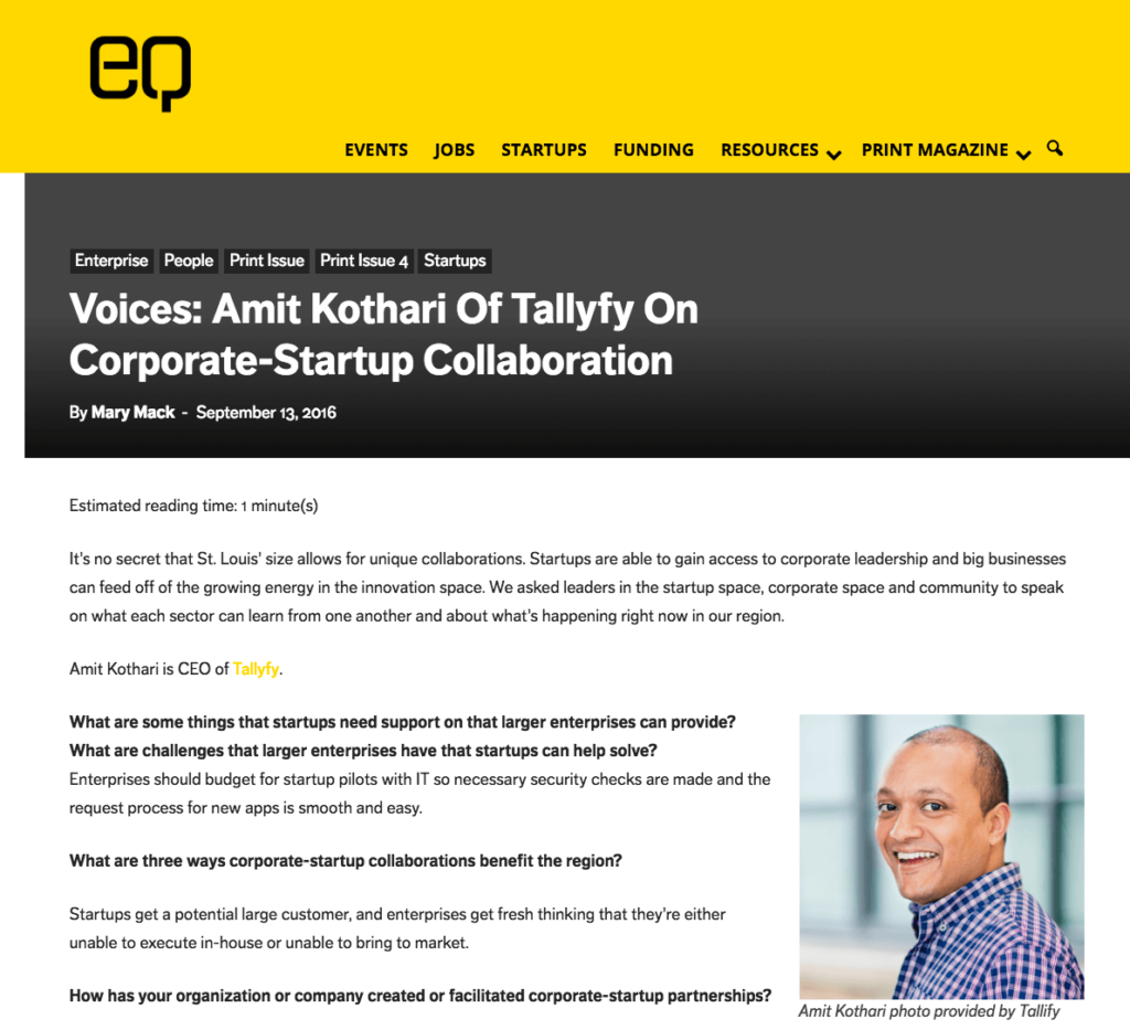 Tallyfy comments on corporate-startup collaboration…