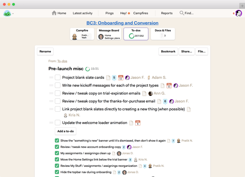 basecamp to-dos screenshot