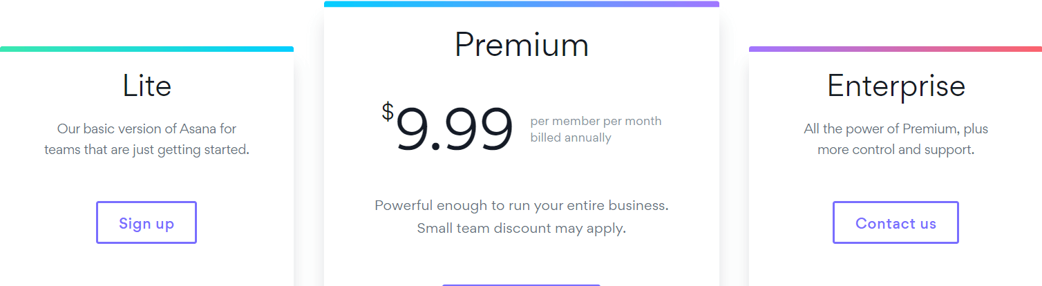 Asana pricing