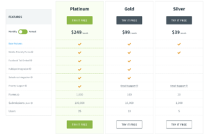 formstack pricing screenshot