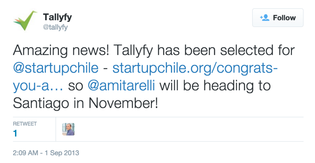 Tallyfy won $40k as a grant from the Government of Chile