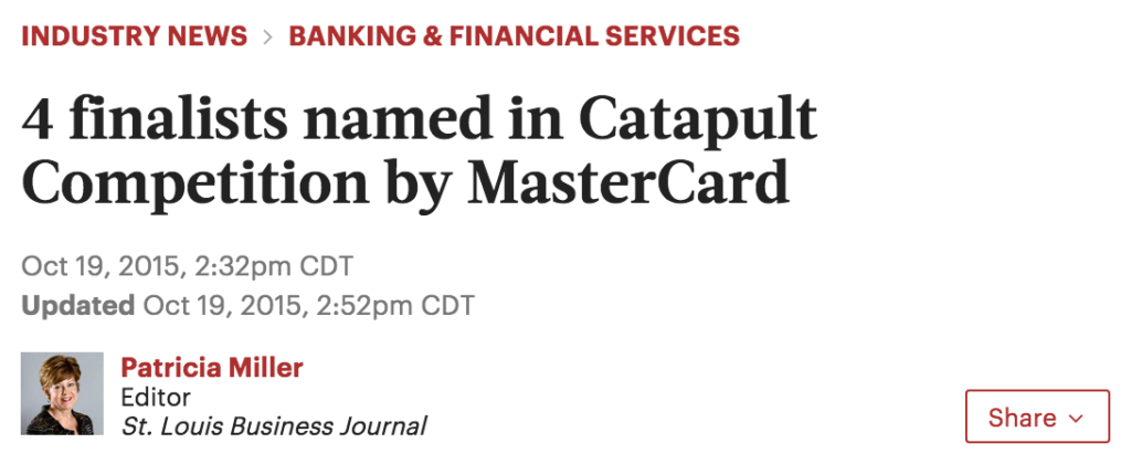 Finalist in the MasterCard Catapult competition