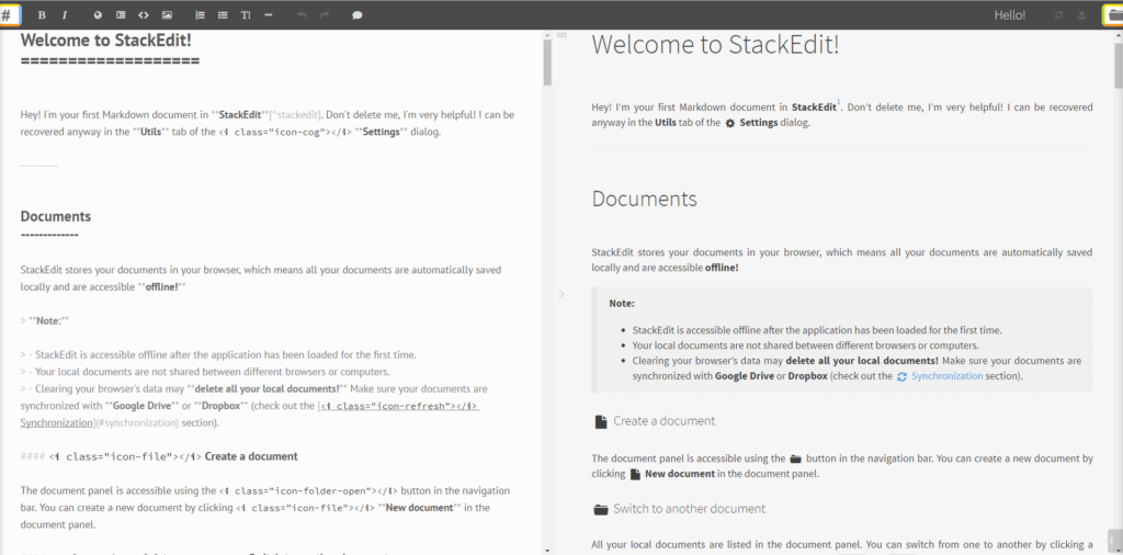 stackedit software documentation tool