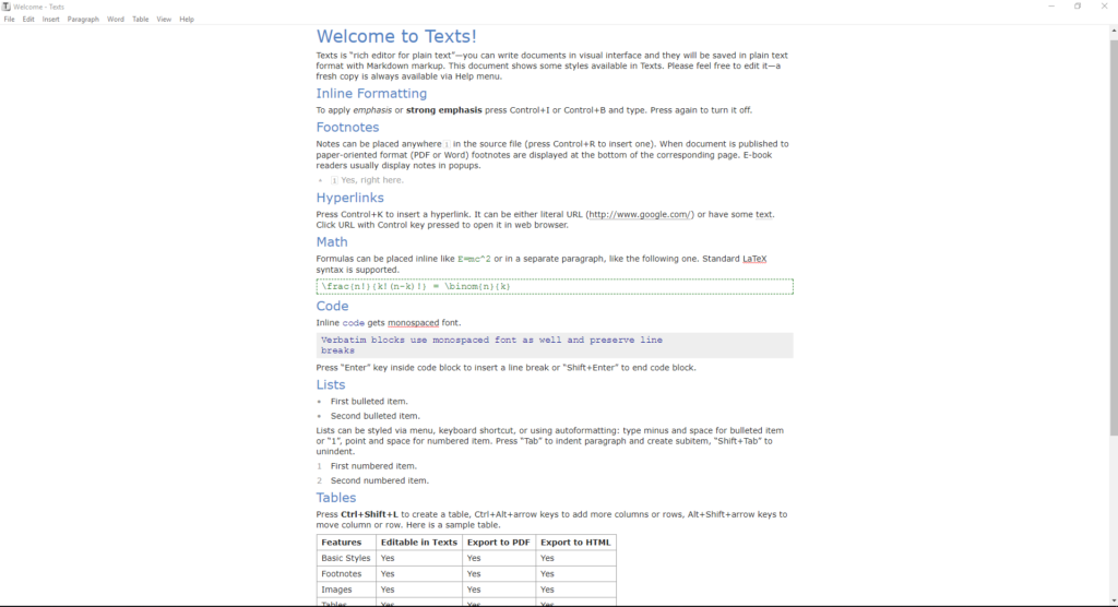 texts software documentation tool