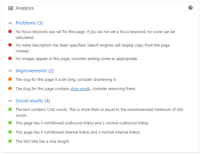 yoast analysis screenshot